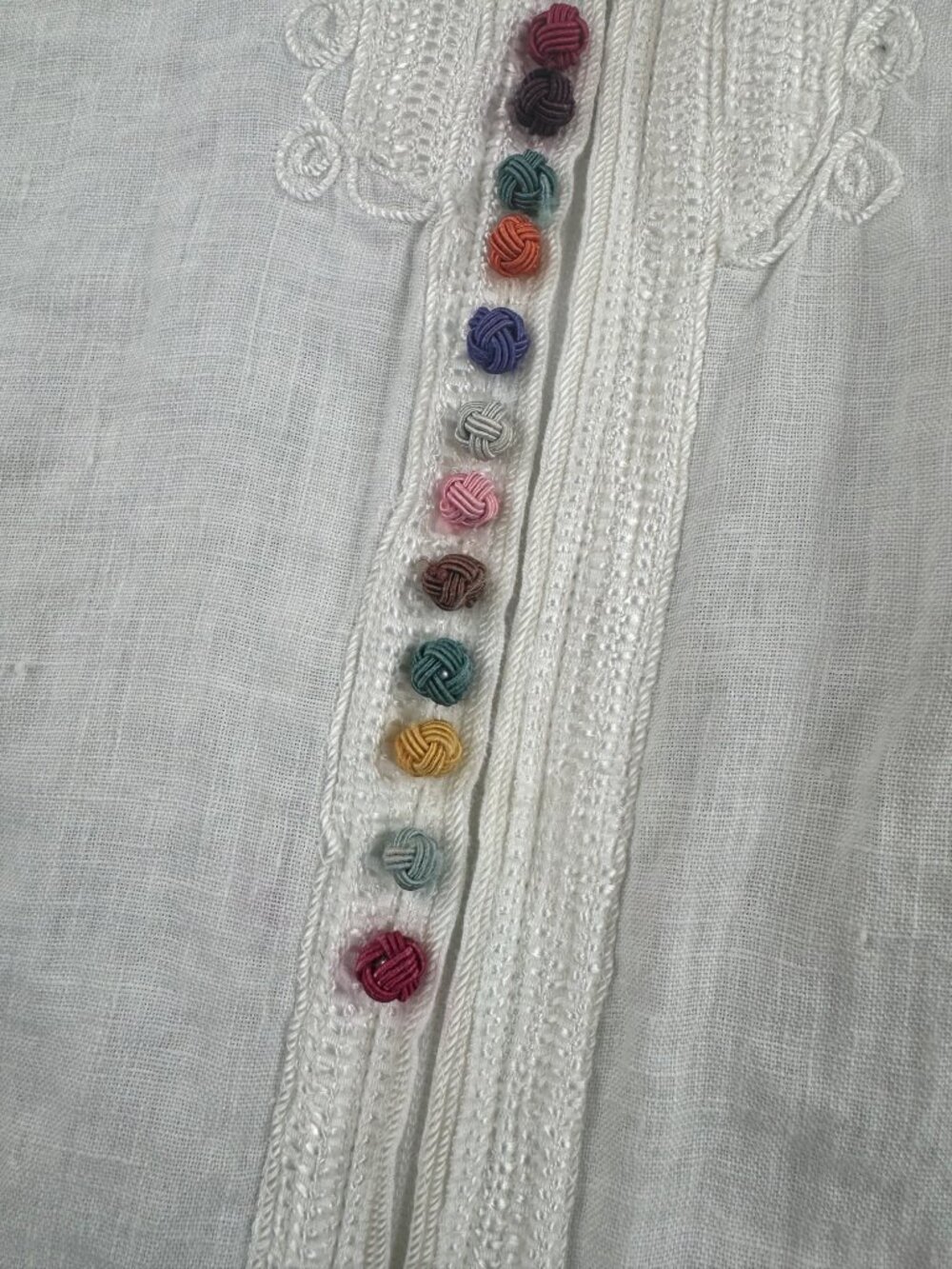 Soft Surroundings White Linen Zip Up Top Embroidered Knots 2X? - Picture 15 of 16